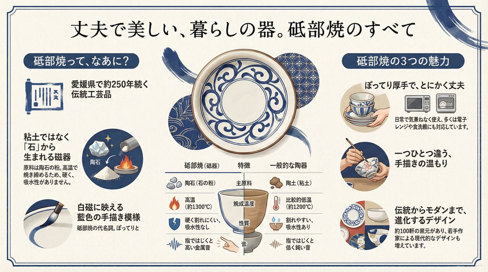 丈夫で美しい、暮らしの器　砥部焼